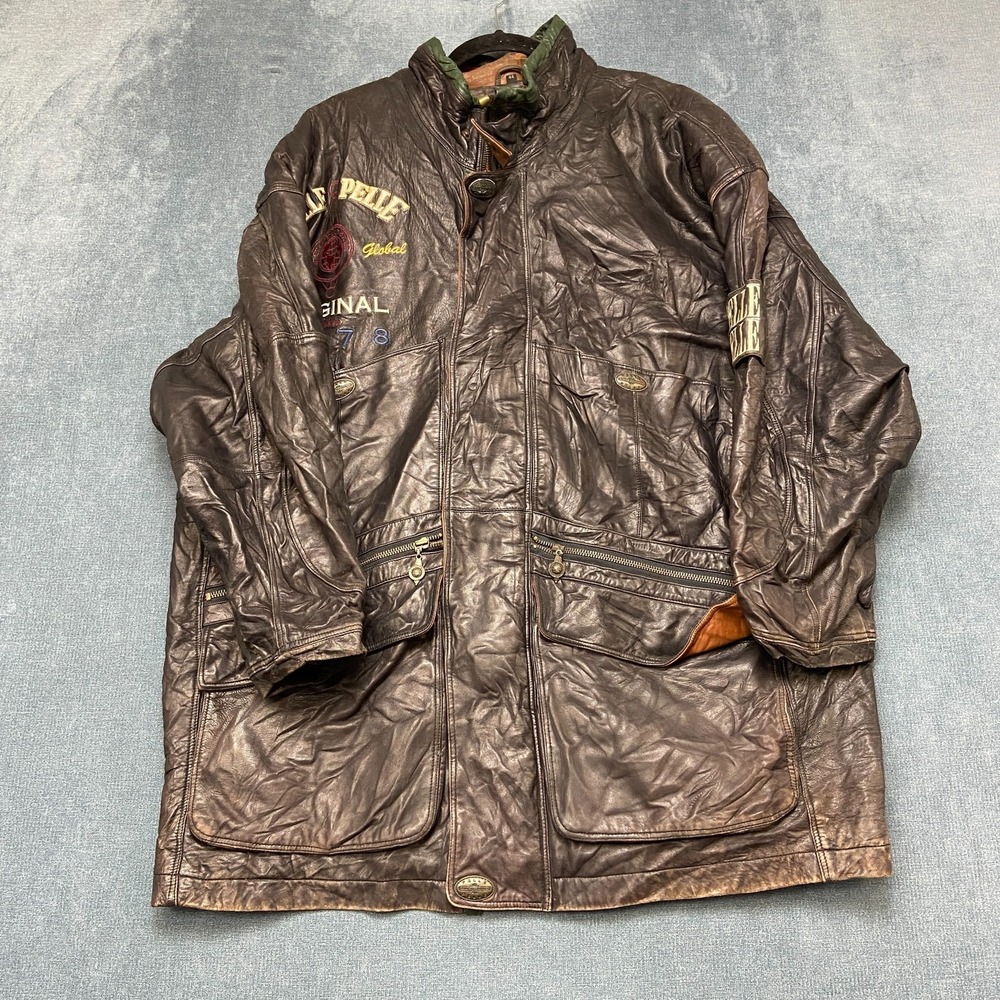 Vintage Marc Buchanan Pelle Pelle Leather Jacket Mens 44 Brown Outdoor Full Zip